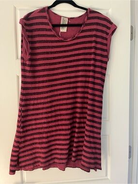 Free People Pink and Black Striped Mini Dress